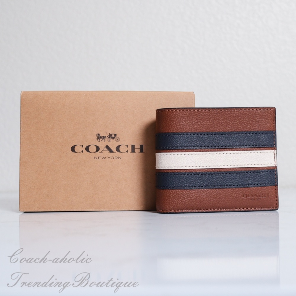 NWT Coach 3-IN-1 Mens Wallet with Varsity Stripe - Picture 2 of 8